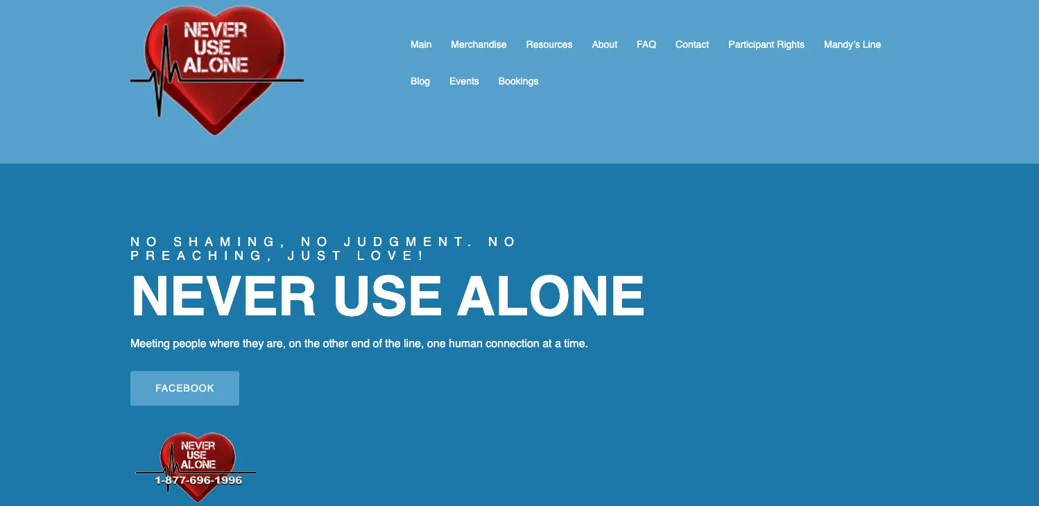 Never use alone website